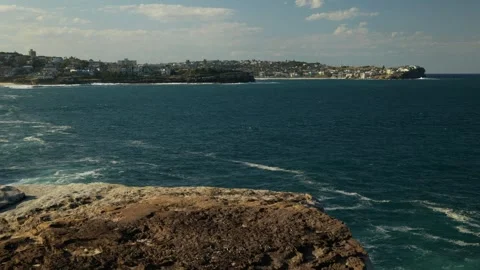 Bondi landscape seen from a cliff top in Sydney 6K Stock Footage 306727736