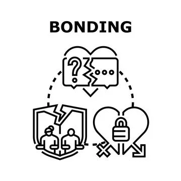 Bonding concept showing relationship difficulties and broken commitments Stock Illustration