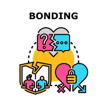Bonding concept showing relationship difficulties and broken commitments Stock Illustration