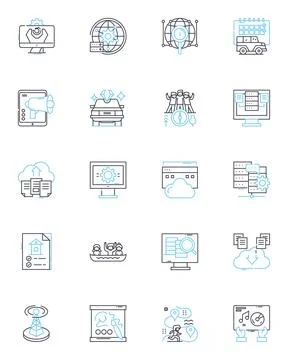 Bonding linear icons set. Connection, Unity, Closeness, Attachment, Relationship Stock Illustration