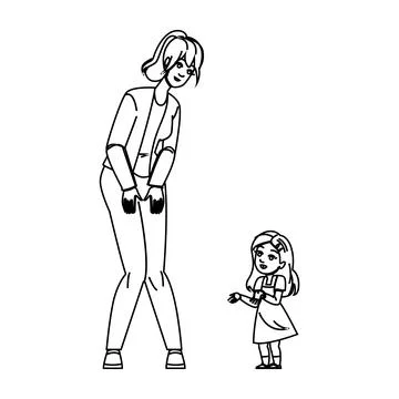 Bonding mother talk daughter vector Illustration