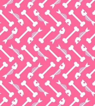 Bone and fish skeleton pattern seamless. Leftovers background Illustrazione stock