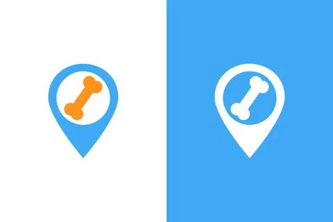 Bone and map pointer logo combination. Unique orthopedic logotype design Stock Illustration