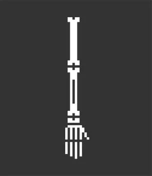 Bone Arm pixel art. Bones anatomy 8 bit. Pixelate Human Skeleton system 16bit Stock Illustration