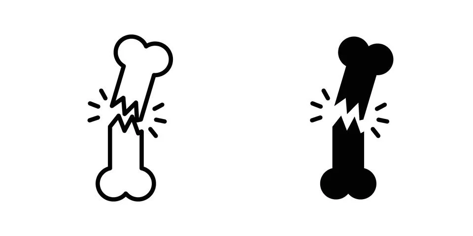 Bone break icon drawing lines. Silhouette style vector bundle Stock Illustration