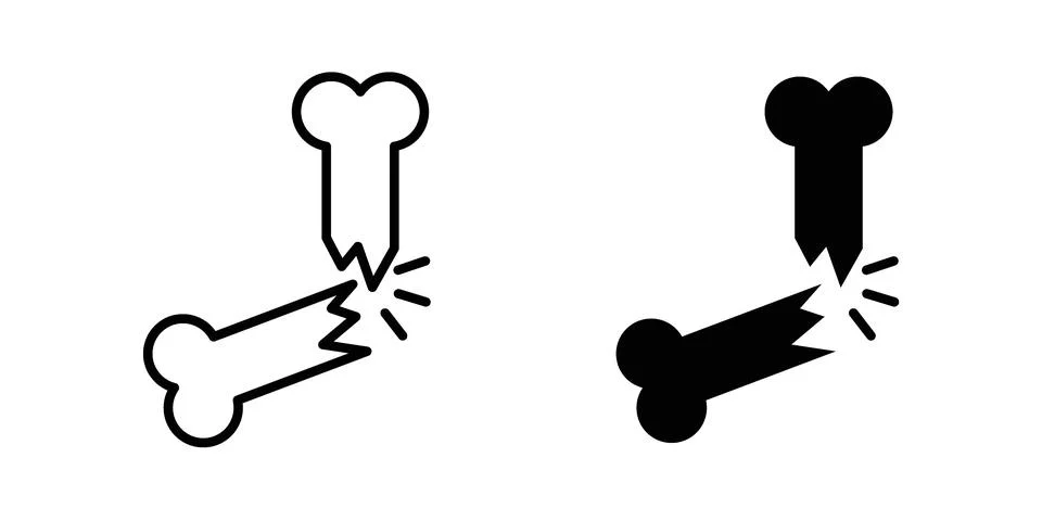 Bone break icon silhouette vector set. thin line pack Stock Illustration