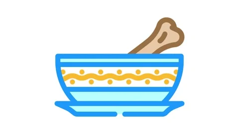 Bone broth cup meal drink color icon animation Stock Footage 327258516