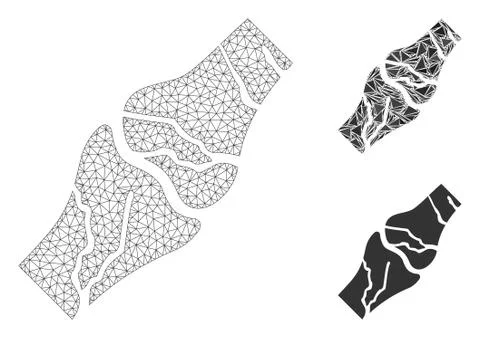 Bone Cancer Vector Mesh 2D Model and Triangle Mosaic Icon 스톡 일러스트