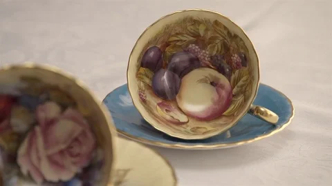Bone China tea cup collection. Stock Footage 78016791