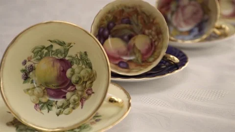 Bone China tea cup collection. Stock Footage 78016853