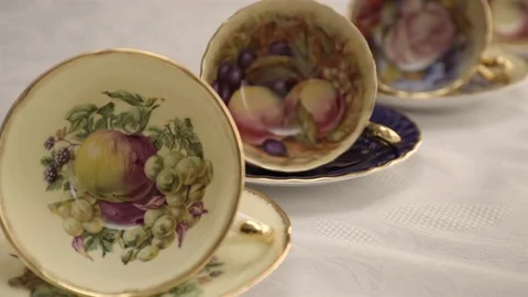 Bone China tea cup collection. Stock Footage 78016920