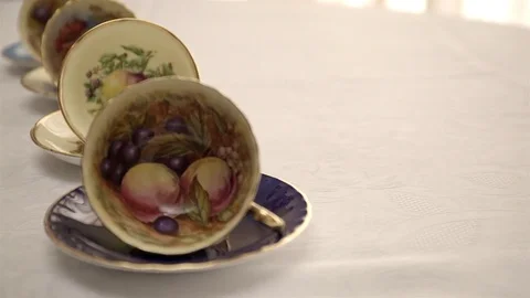 Bone China tea cup collection. Stock Footage 78016982