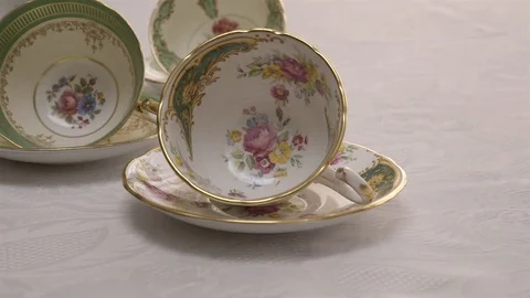 Bone China tea cup collection. Stock Footage 78017722