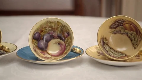 Bone China tea cup collection. Stock Footage 78017916