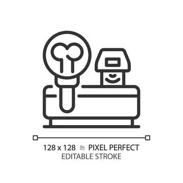 Bone densitometer pixel perfect linear icon Stock Illustration