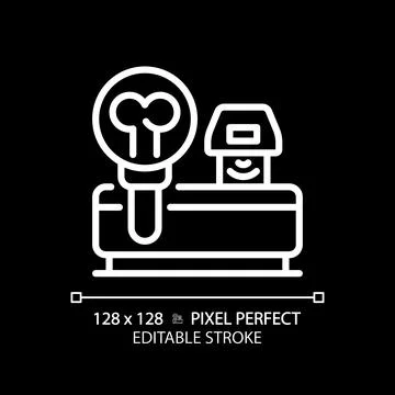 Bone densitometer pixel perfect white linear icon for dark theme Stock Illustration