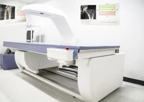 Bone density machine, is in the Xray department of hospital used for diagnose Stock Photos