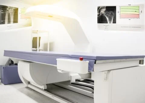 Bone density machine, is in the Xray department of hospital used for diagnose Stock Photos