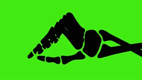 Bone fingers gestures tapping on chroma key green screen background.4K Stock Footage 235673242