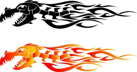 Bone flame tattoo Stock Illustration