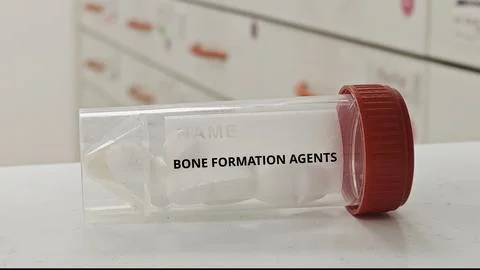 BONE FORMATION AGENTS tablets used to stimulate bone growth and increase bone Stock Photos