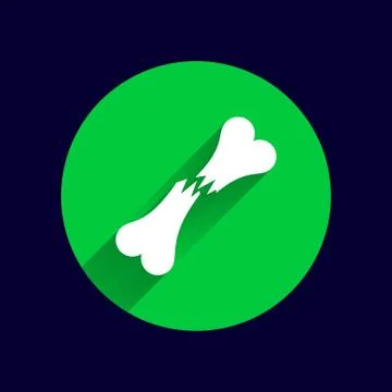 Bone fracture flat icon caution nuclear radiation sign symbol Stock Illustration