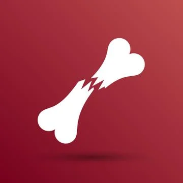 Bone fracture flat icon caution nuclear radiation sign symbol Stock Illustration