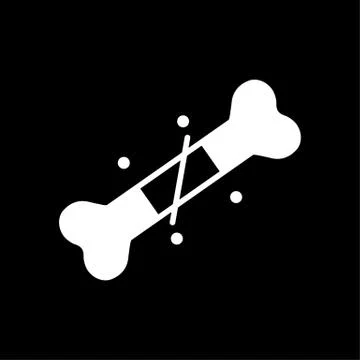 Bone fracture Icon on black background. Outline bone icon. Stock Illustration