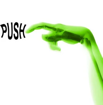 Bone Hand Pushing Button Stock Illustration