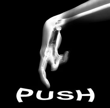 Bone Hand Pushing Button Stock Illustration