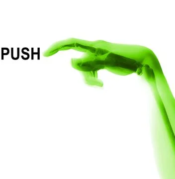 Bone Hand Pushing Button Stock Illustration