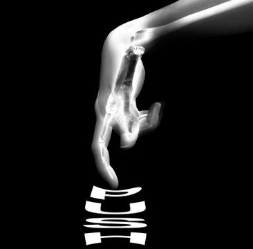 Bone Hand Pushing Button Stock Illustration