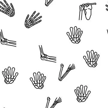 Bone Human Skeleton Structure Vector Seamless Pattern Stock Illustration