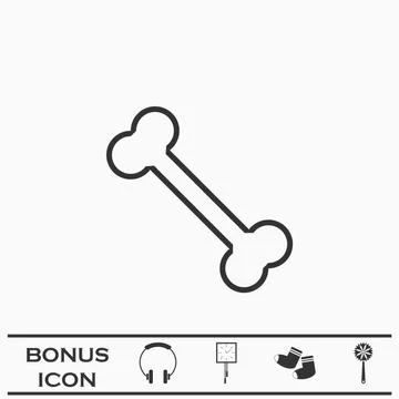 Bone icon flat. Stock Illustration