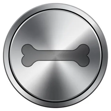 Bone icon. Internet button on white background. Metallic round icon.. Stock Illustration