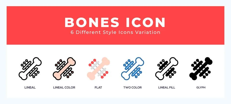 Bone icon set pack vector illustration. Illustrazione stock