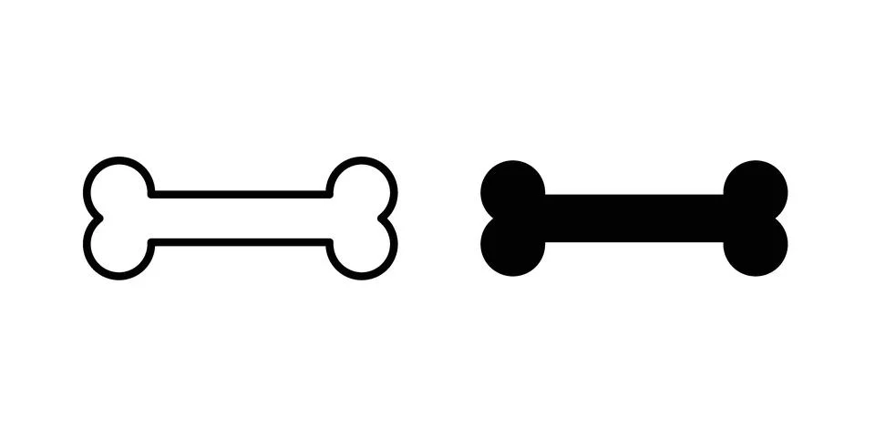 Bone icon silhouette vector set. thin line pack Stock Illustration