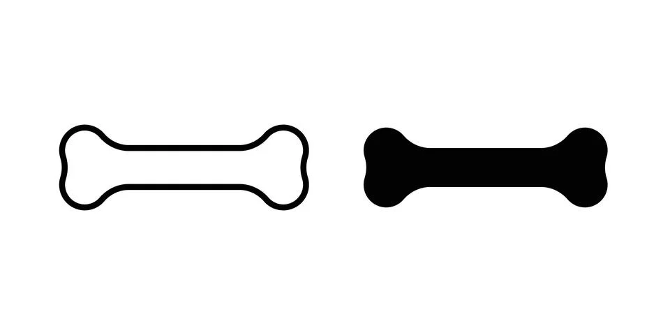Bone icon symbol. Flat and Stroke Vector illustration Stock Illustration