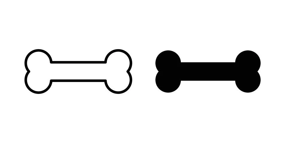 Bone icon thin line and clipart style vector set Stock Illustration