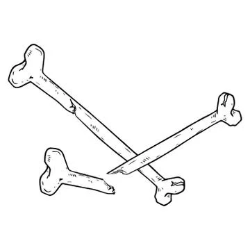 Bone icon. Vector illustration of a bone. Hand drawn human bones. Stock Illustration
