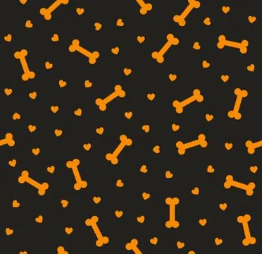 Bone pattern with hearts. Seamless vector Stock Illustration