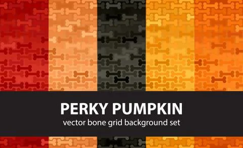 Bone pattern set Perky Pumpkin. Vector seamless backgrounds Stock Illustration