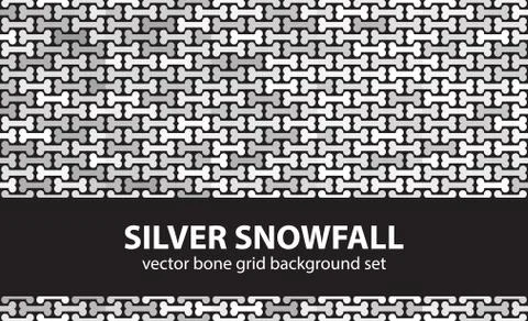 Bone pattern set Silver Snowfall. Vector seamless backgrounds Stock Illustration