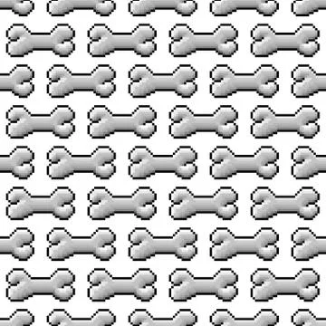 Bone pixel seamless pattern Stock Illustration