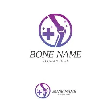 Bone Plus logo. Healthy bone Icon. Knee bones and joints care protection logo Stock Illustration