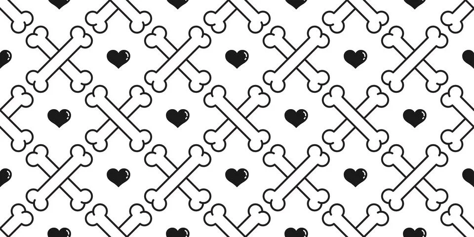 Bone Seamless pattern vector heart valentine dog bone isolated wallpaper Illustrazione stock