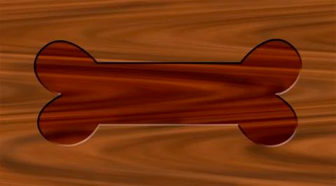 Bone shape drawn or carved on wooden texture. Stock Illustration