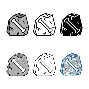 Bone in stone color icon vector range Stock Illustration