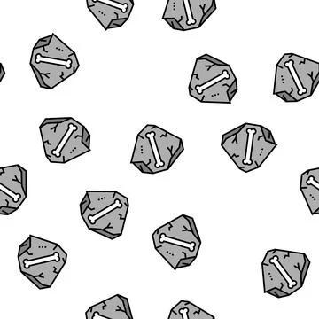 Bone in stone vector seamless pattern Illustrazione stock