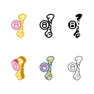 Bone stylized dull or severe ache color icon vector Stock Illustration
